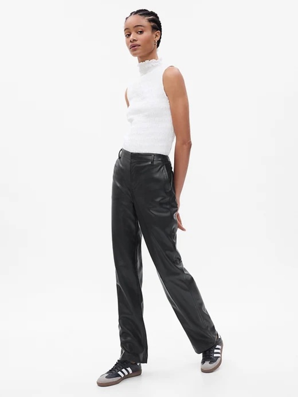 GAP Black Straight-Leg Faux Leather Jeans